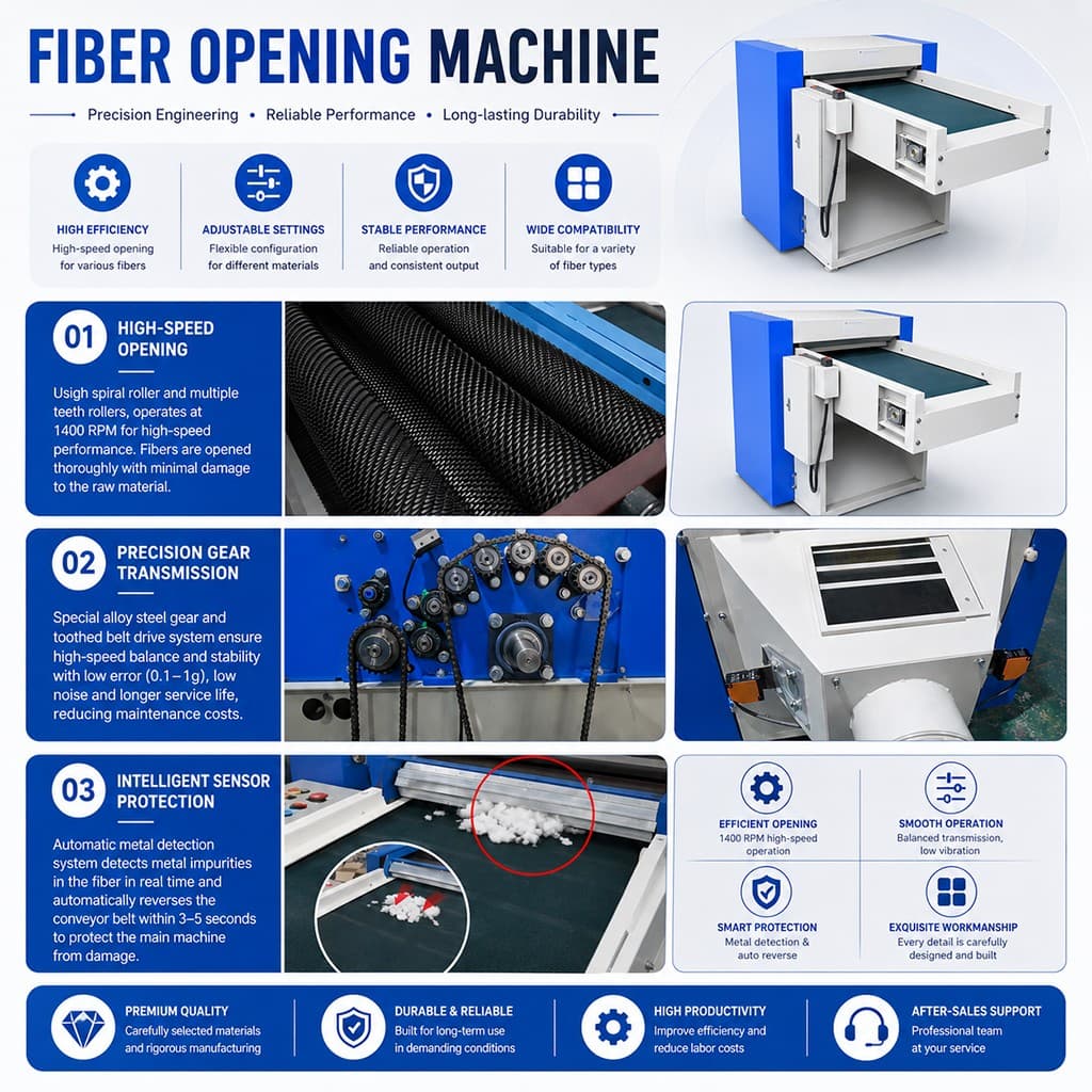 Fibre Opening Machine High Efficiency Fiber Opener For Sale