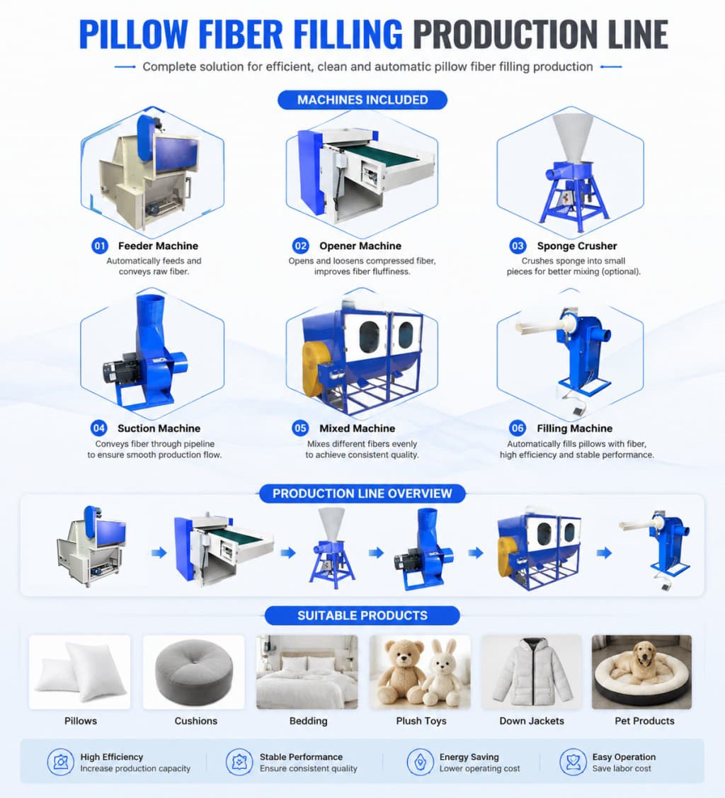 Cushion Fiber Filling Machine Cushion Fiber Filling Machine Good Price Synthetic Pillow Stuffing Cluster Fill Machine
