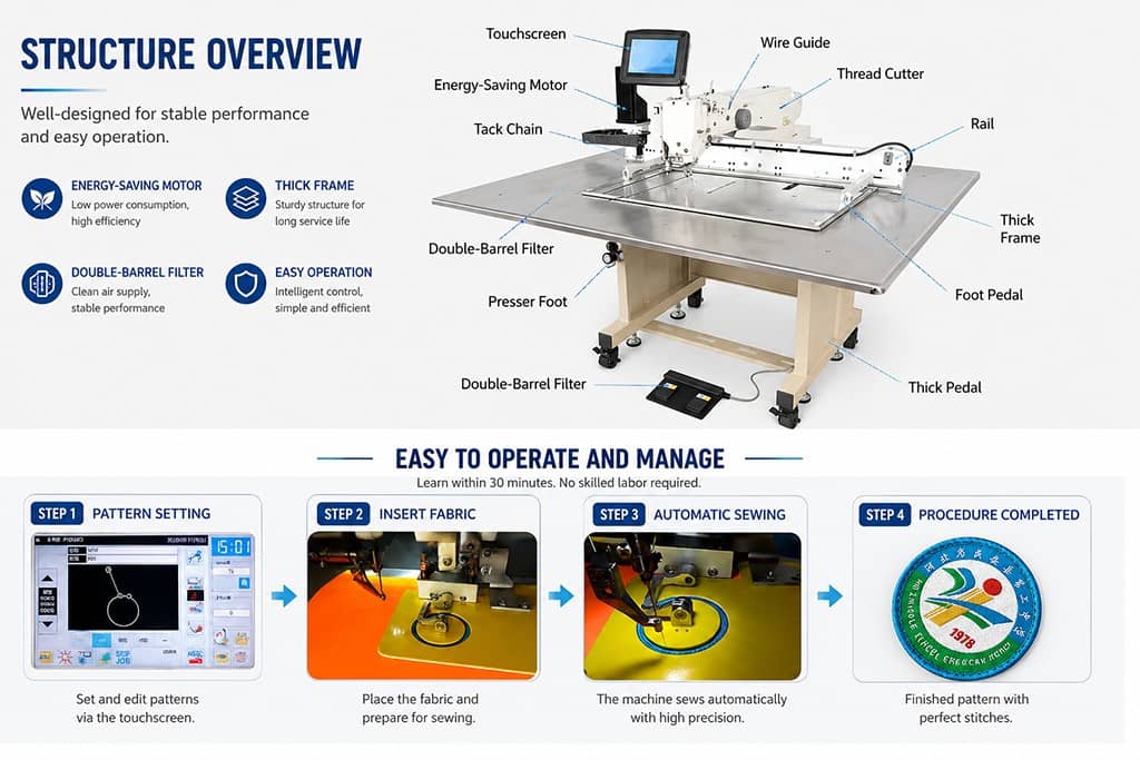 Computerized Pattern Sewing Machine Computerized Pattern Sewing Machine Large Area Sewing Machine Supplier