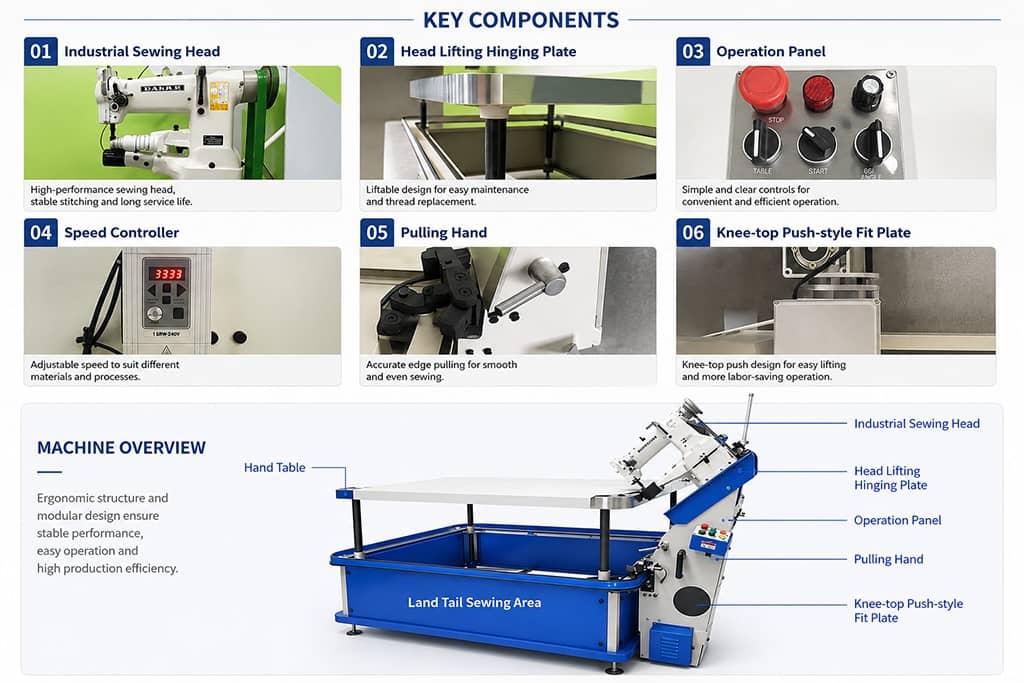 Tape Edge Machine Powerful Mattress Edge Sewing Machine With Flipping Platform