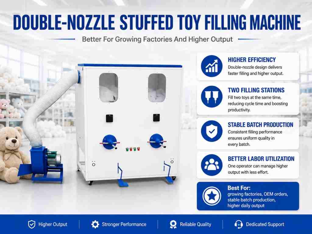 Toy Filling Machine How Do You Choose Between Single-Nozzle or Dual-Nozzle Plush Toy Stuffing Machine